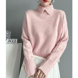 Standing Comfortable Soft-Creator Women's Knitted Shirt Autumn Casual Simple Holstered Shirt Long-Sleeved Sweater Woman HZ0108