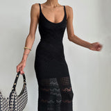 French Temperament Gentle Sexy Silk Dress With Sling Dress Women's Spring And Summer High-End Feel-Up-Pair Knitted Dress HZ0108