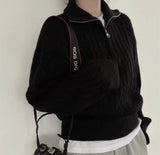 Over-Collar Design Jersey Knitted Jersey Autumn And Winter Women's Long-Sleeved Solid Color Temperament Loose Tops Women's Coat HZ0108