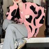 Soft Glutinous Design Thin Sweater Jacket 2025 Autumn And Winter Languid Bear Girl Knitted Open Shirt Women Loose HZ0108