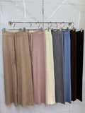 Lazy Pit Strip White Knitted Broad Leg Pants Women Autumn And Winter High Waist Hanging Straight Barrel Loose Leisure Drag Trousers Thickened HZ0108