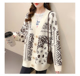 Japan And South Korea Hit The Long Sweater In The Lazy Wind 2025 Autumn And Winter New V-Necked Wreasted Loose Knitted Coat HZ0108