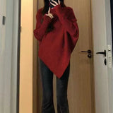 2025 High-Neck Irregular Niche Design Sweater Women's Autumn And Winter Korean Version Of Loose Lazy Wind Soft Glutinous Knitting Top HZ0108