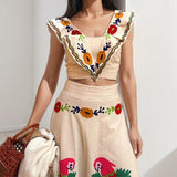 Women's Clothing 2025 Spring New Ins Print Lotus Leaf Side Dress Half Dress Fashion Set HZ0108