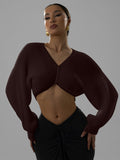 2025 New Fashion Sexy V-Collared Umbilish Short Knitted Sweater HZ0108