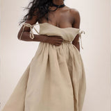 Spring 2025 Dress Women's Elegant Back Sexy V Collar High-Waist Fashion Sleeveless Sling Dress HZ0108