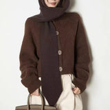 Autumn 2025 Women's Korean Version Of Retro Round-Neck Knitted Cardigan Sweater Coat Languid Loose Soft Glutinous Temperament Top HZ0108