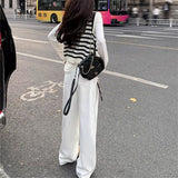 Gold Buckle With Striped Round Collar Small Fragrant Knitted Cardigan Girl Spring And Autumn French Loose Short Outer Sweater Coat HZ0108