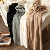 Relaxing High-Waisted Solid-Colored Knitted Broad-Legged Trousers Women's New Korean Version Of The Relaxed Straight Trousers In The Autumn And Winter Of 2025 HZ0108