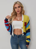 Women's 2025 New Fashion Casual Colored Sweater Striped Collider Button Short-Sleeved Coat HZ0108