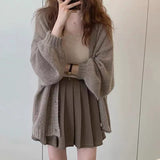 2025 Korean Version Of Large-Size Soft-Creinible Black Sweater Knitted Loose Cardigan Women's Spring And Autumn Solid Color Long-Sleeved Coat HZ0108