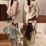Round Collar 2025 New Soft-Mascued Knitting Coat On The Head Of The Lazy Wind Korean Version Of The Loose Sweater Coat Women's Large Autumn And Winter HZ0108