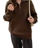 Korean Version Of Half Zipper Collar Collar Sweater Women's Autumn And Winter Knitted Women's Loose Casual Soft Sweater HZ0108