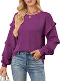 TK2025 Autumn And Winter Women's New Casual Loose Round Lantern Sleeves T-Shirt HZ0108