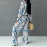 Spring 2025 Women's New Casual Print With Shirt Trousers Fashion Suit HZ0108