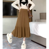 Vintage Knitted Half-Dress Woman 2025 New Autumn And Winter Thick High Waist Thin Temperament A Word Fishtail Skirt HZ0108