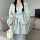 Soft Glutinous Gentle Wind V-Neck Loose-Fitting Cover Solid Color Jasmine Sweater Autumn And Winter Women Wear Knitted Shirt Tops Women HZ0108