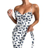 Women's Clothing 2025 Spring New Print Sling Sexy Open Fork Dress HZ0108