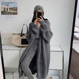2025 Autumn And Winter Women's Version Of The Korean Version Of The Solid Color Lazy Wind Pit Long Knitted Lantern Sleeve Sweater Women's Coat Tide HZ0108