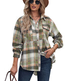 2025 Women's Top Autumn And Winter New Dress Long-Sleeved Pocket Casual Plaid Shirt HZ0108