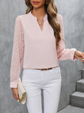 Autumn Fashion New Lady Splicing Chiffon Long-Sleeved Solid Color Shirt HZ0108