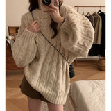 Round Collar 2025 New Soft-Mascued Knitting Coat On The Head Of The Lazy Wind Korean Version Of The Loose Sweater Coat Women's Large Autumn And Winter HZ0108