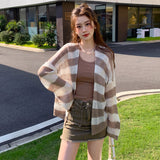 2025 Color New Korean Version Of The Mahai Hair Anti-Sleeve Loose Striped Knitted Shirt Women's Top Coat HZ0108
