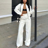 Women's 2025 Spring Sets Casual Pure Color Loose Temperament With Temperamental Solid Color With T-Swear Sports Set HZ0108