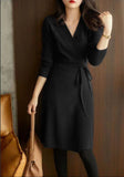 New V-Necked Knitted Dress In Autumn/Winter 2025 Women's French Retro-Dressed Long Skirts With High Waists HZ0108