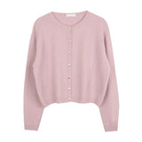 Pink Knitted Cardigan Women Autumn And Winter Gentle Style Imitation Raccoon Velvet Design Sense Women's Sweater Coat Small Man Top HZ0108