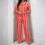 Women's Clothing 2025 Winter New Temperament Casual Long-Sleeved Striped Shirt Trousers Fashion Suit Women HZ0108