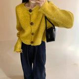 Autumn 2025 Women's Korean Version Of Retro Round-Neck Knitted Cardigan Sweater Coat Languid Loose Soft Glutinous Temperament Top HZ0108