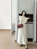 Knitted Sleeveless Dress Set Women's Autumn And Winter 2025 New Loose V-Neck Sweater Knitted Two Sets HZ0108