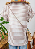 2025 Summer New Lady Splicing Knit V Collar Button Cover Short Sleeve HZ0108