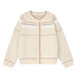 Korean Version Of The Small Fragrant Style Shoulder Sleeve Sweater Women's 2025 Autumn And Winter Women's Striped Single Buckle Knitted Open Shirt Jacket HZ0108