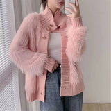 Imitation Of The Marinade Velvet Sweater Women's Cardigan Autumn And Winter 2025 Women's High-End Temperament Loose Knit Coat Woman HZ0108
