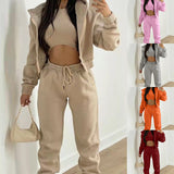 2025 Women's Clothing Fashion Casual Plus Velvet Hoodie Three-Piece Set Women's Winter HZ0108