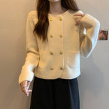 Small Fragrant French Retro Double-Bronched Sweater Coat Women's Spring And Autumn High-End Famous Temperament Knitted Cardigan Women's Clothing HZ0108