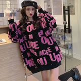 New Autumn And Winter Sweet Fresh Wind Letter Embroidery Velvet Tuxedo Korean Version Of Loose Round-Neck Sweater Knitted Shirt HZ0108