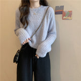 Sweet And Gentle Soft Water Velvet Sweater Women's Spring And Autumn 2025 New Round-Neck Long-Sleeved Short-Sleeved Knitted Shirt HZ0108