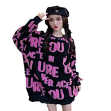 New Autumn And Winter Sweet Fresh Wind Letter Embroidery Velvet Tuxedo Korean Version Of Loose Round-Neck Sweater Knitted Shirt HZ0108