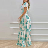 Spring 2025 New Women's Elegant V-Neck Sexy Lotus Leaf Sleeve Print Dress HZ0108