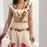 Women's Clothing 2025 Spring New Ins Print Lotus Leaf Side Dress Half Dress Fashion Set HZ0108