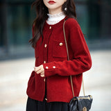 French Lazy Little Fragrant Knit Coat Women Autumn And Winter New Round-Neck Sweater Women's Color Yarn Fashion Spring Coat HZ0108