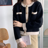 Short-Colored Knitted Cardigan Women 2025 Spring And Autumn New Round Collar Small Fragrant Pocket Hair Thin Women's Coat HZ0108