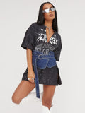 High Street To Make Old Short-Sleeved T-Shirts For Women Wearing Loose Leisure V Collar Blouse Hot Babes HZ0108