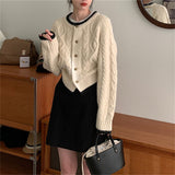 Outside Wearing A Round-Neck Sweater Coat Women's New Autumn And Winter Free Lazi Short Small Knitted Open Shirt HZ0108