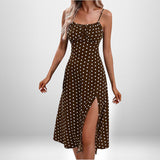 Women's Clothing 2025 Spring New Print Sling Sexy Open Fork Dress HZ0108