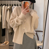 Korean Version Of The Round-Neck Short Metal Buckle Knitted Cardigan Women 2025 New Magenta Red High-End Sweater Jacket HZ0108