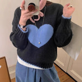 Korean Round Neck Soft Glutinous Love Hit-Colored Sweater 2025 Autumn And Winter Women's Sweet Lazy Wind Loose Knitting Head Woman HZ0108